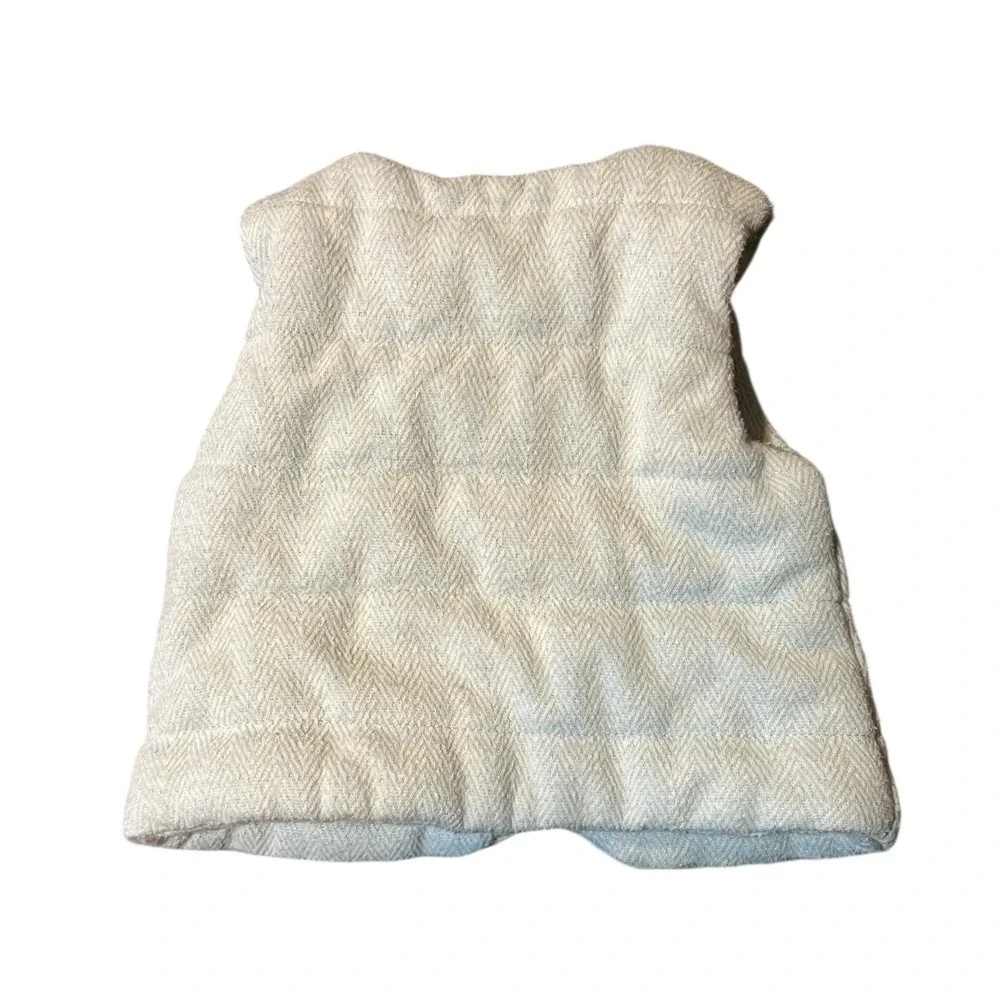 Tahari Baby Girls Light Blue Herringbone Quilted Puffer Vest with Bow 0-3M